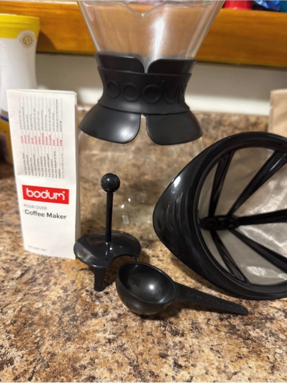 Bodum Black Pour Over Coffee Accessories Set with Scoop & Filter